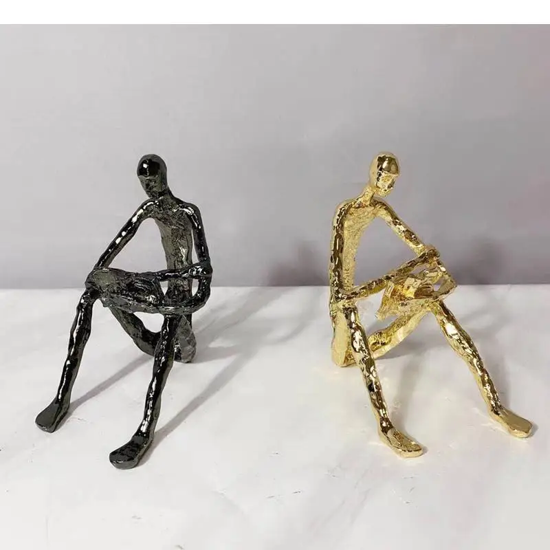 

Modern Abstract Metal Reading Characters Cast Iron Sculpture Study Furniture Living Room Decoration Crafts Home Decoration Gift