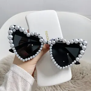 Neu in Luxus fein schimmernder Liebe Perle Sonnenbrille Frauen Herzgläser lässig Bling Sonnenbrille Sonnenlinsen Mujer 10 Hauptverkaufsbrillen Coracao - №9
