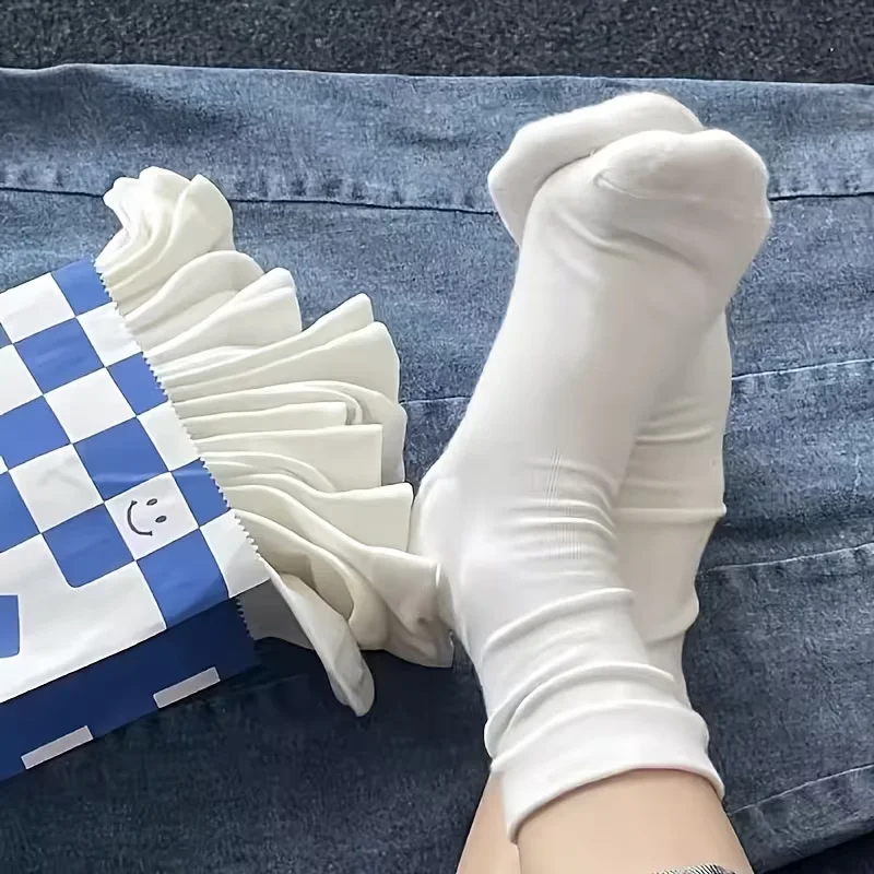 6 Paar weiße, knochenlose Damensocken mit multifunktionaler Mittelsohle, weich, hautfreundlich, weich, atmungsaktiv, geeignet für den täglichen Gebrauch – Detail 6