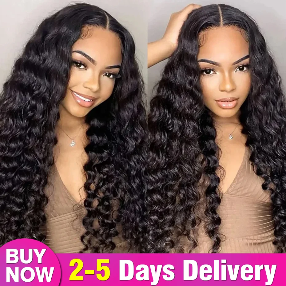 32Inch 180% Density 13x4 13x6 Deep Wave Transparent Lace Frontal Wigs For Black Women 4x4 Deep Curly Lace Closure Wig Bling Hair