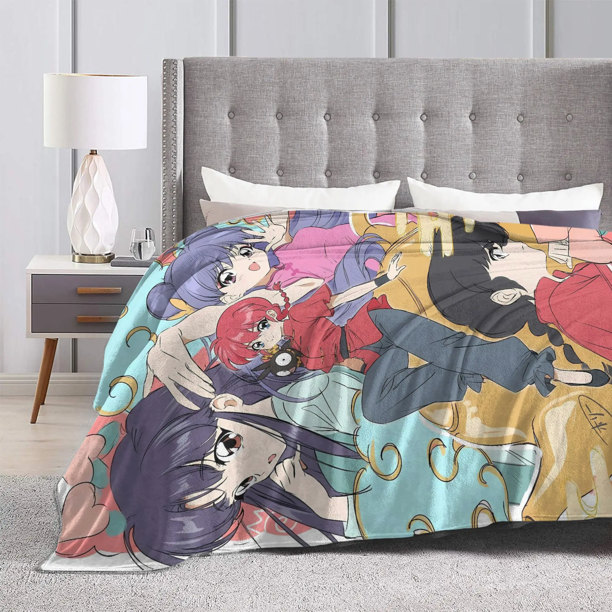 Koc Ranma Saotome Ciepły Miękki Kocyk Dziecięcy Dorosły Pluszowa Narzuta na Łóżko Puszysta Flanelowa Narzuta na Łóżko Sofa Pokrowiec na Łóżko