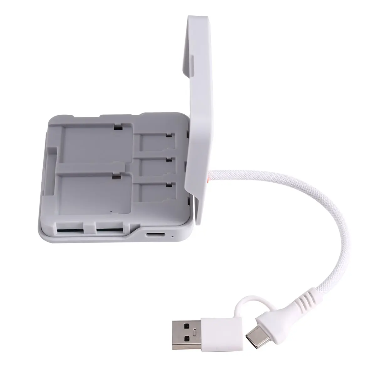 2 in 1 Multifunctional Memory Card Case Reader Storage Box with USB/Type-C Cable for SD/TF Card Storage Manager