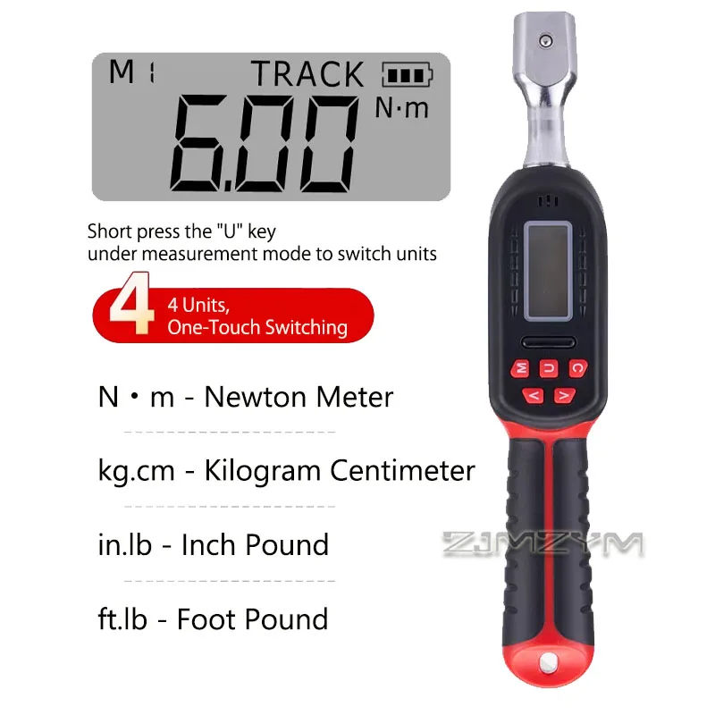 Adjustable Digital Torque Wrench 6.8-135Nm 9×12mm Interchangeable Head ±2% Precision Digital Torque Wrench Tool Kit 4 Units