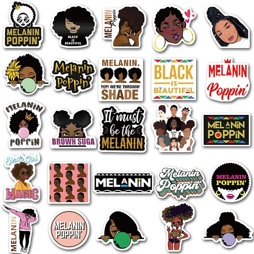 50PCS/Pack Classic Toy Melanin Poppin Cartoon Stickers Car Motorcycle Travel Luggage Guitar Waterproof Decal Sticker Toy Kid