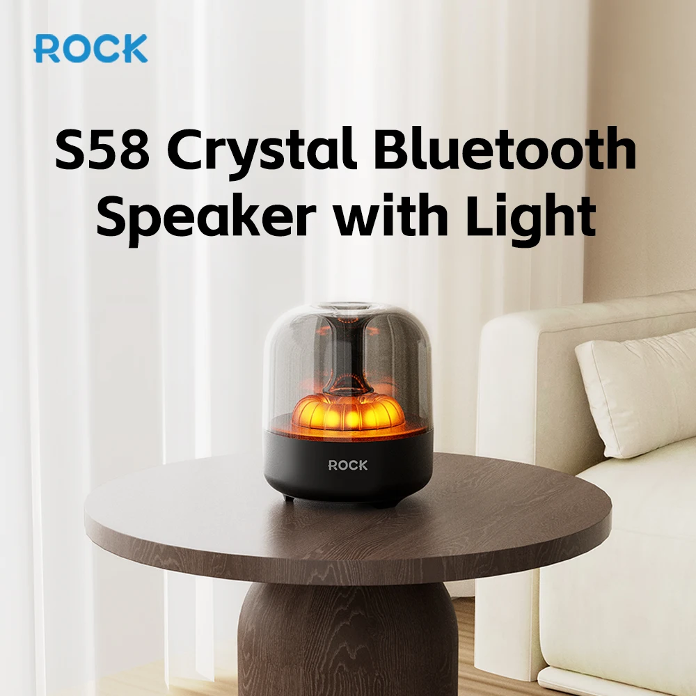 Rock Crystal Outdoor Bluetooth Speaker LED Flame 52mm Full-range HiFi Audio Bluetooth 5.1 with Light for Party Garden Home