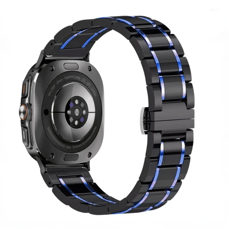 حزام معدني لساعة سامسونج جالاكسي 8 الترا 47 ملم سوار معصم معدني رياضي من السيراميك جالاكسي ساعة 7 حزام بديل فائق