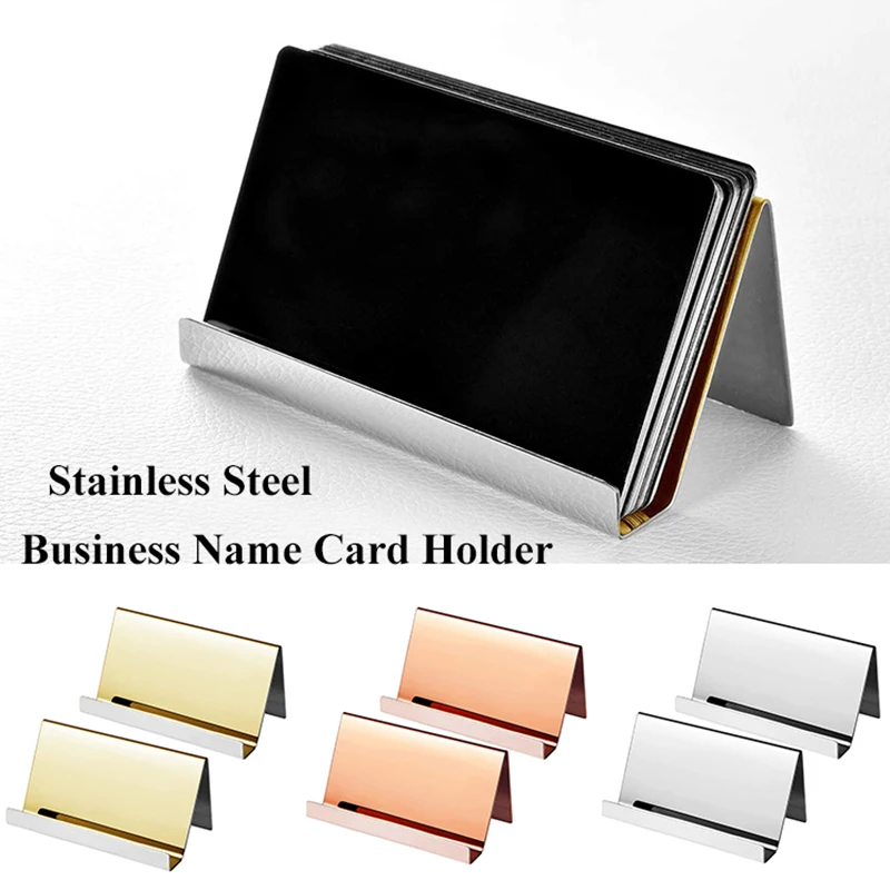Visitekaartje Naam Label Display Rek Desktop Tafel Organizer Rvs Stalen Kaart Naam Stand Rek Kantooraccessoires