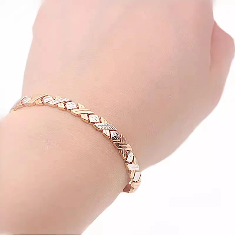 Creative 585 Rose Gold Bracelet for Women Plated 14K Rose Gold Fashion Wide Edition New in Light Luxury Bangles Banquet Jewelry