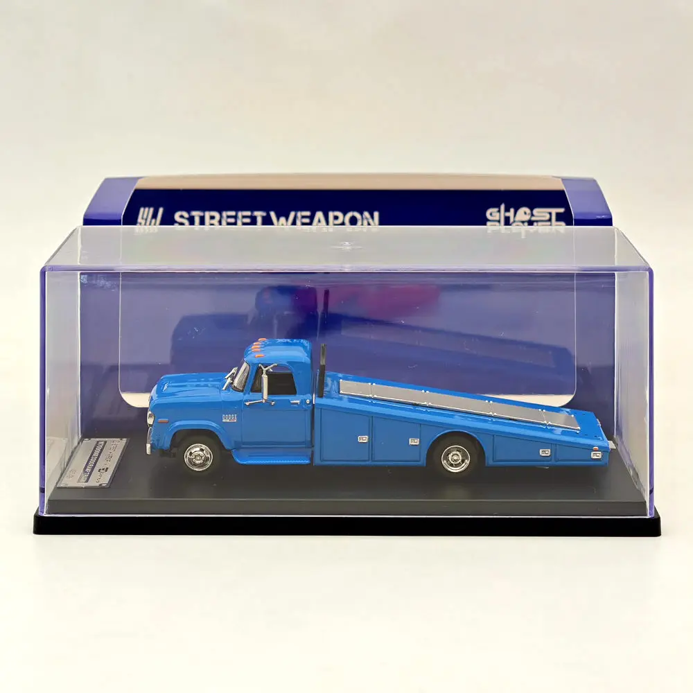 

SW 1:64 for 1970 D300 RAMP TRUCK Car Transporter Blue Diecast Models Auto Toys Gift Collection