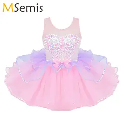 Ballet Tutu Dress Girl Ballerina Liturgical Praise Lyrical Dance Costume Shiny Sequins Mesh Splice Gymnastics Leotard Tutu Dress