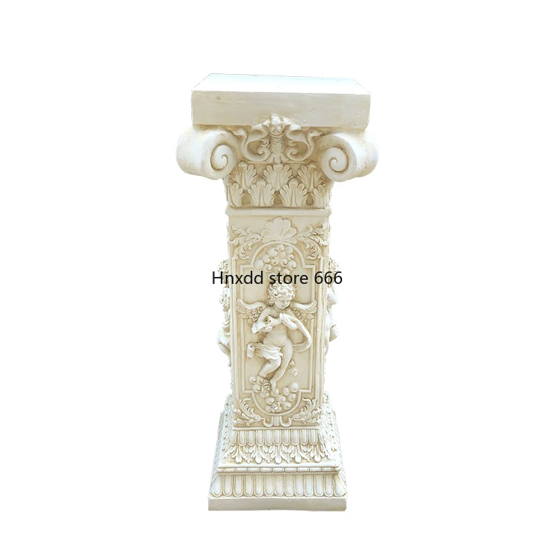 European retro figure relief thick square bottom Roman column