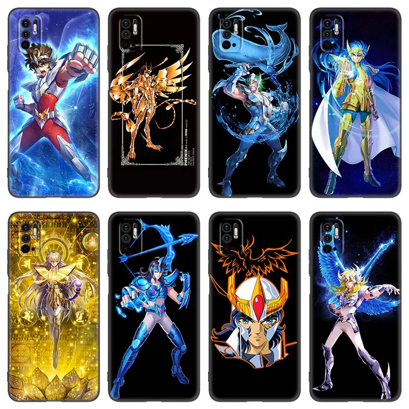 Anime Saint Seiya Knights Phone Case For Xiaomi Redmi Note 7 8 8T 9 9S 10 10S 10T 11 11S 4G 11E 11T Pro 5G Soft TPU Black Cover