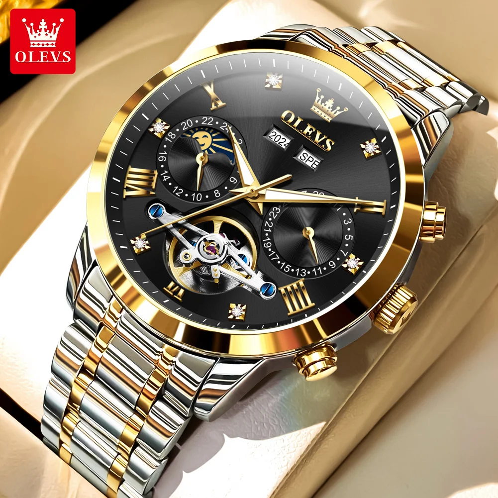 

OLEVS Fashion Skeleton Brand Men's Watches Date Luminous Automatic Mechanical Watch for Man Waterproof Original Wristwatch