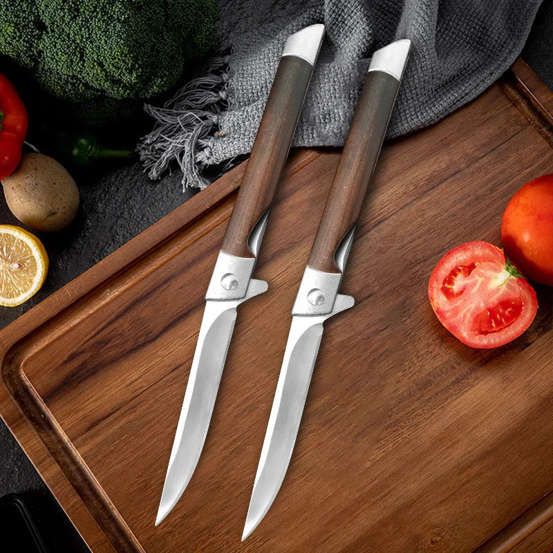 Folding Knives Fish Fillet Slicing Meat Fruit Paring Boning Knife Kitchen Knives Hand Forge Plastic Handle Utility Folding Knife