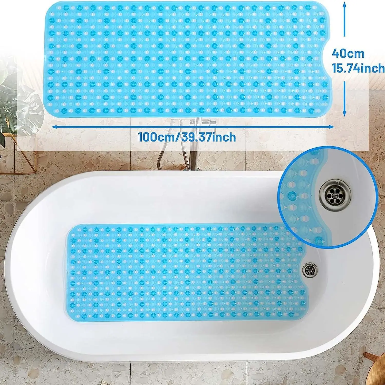 

Modern Non-Slip Bathtub Mat for Elderly and Kids Eco-Friendly PVC Shower Bath Mat with Suction Cup Anti-Mold Foot Massage