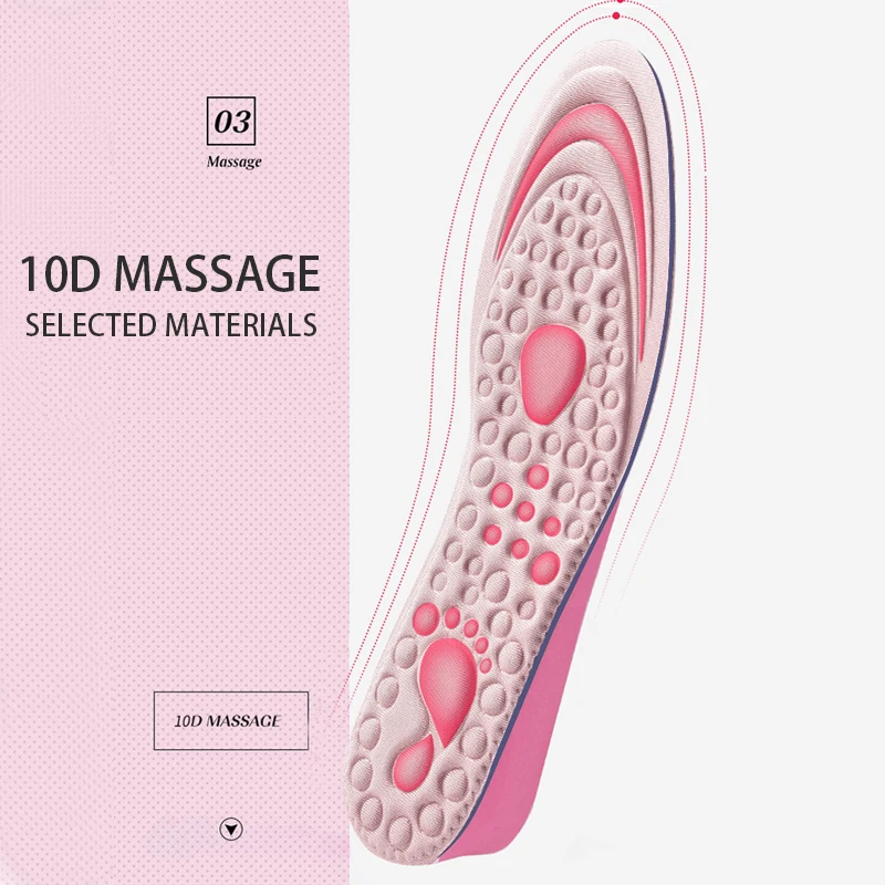 4D Massage Shoes Insoles Super Soft Latex Sports Insole for Feet Running Basket Shoe Sole Arch Support Orthopedic Inserts Unisex