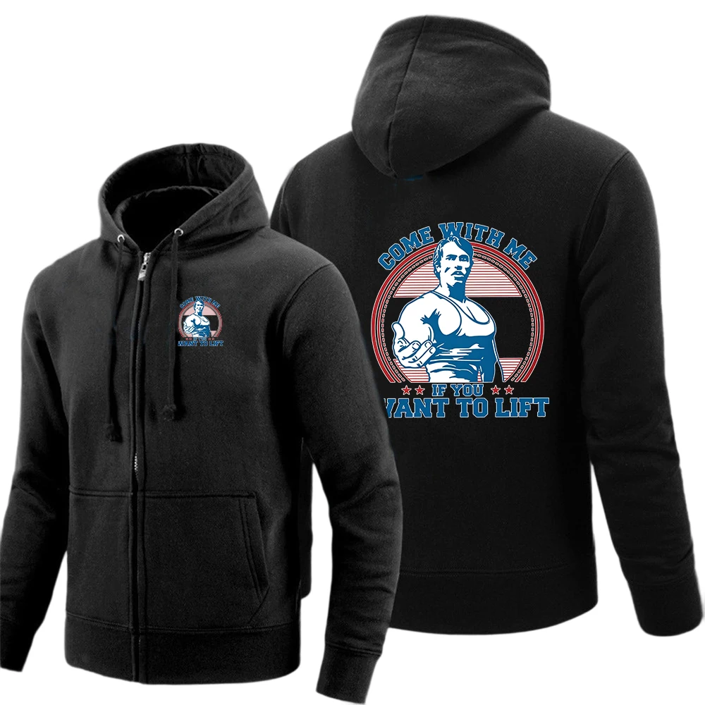 Come with Me If You Want To Lift Men's Gym Muscle Fitness Hoodies Sports Casual Jacket Running Training Clothing Loose