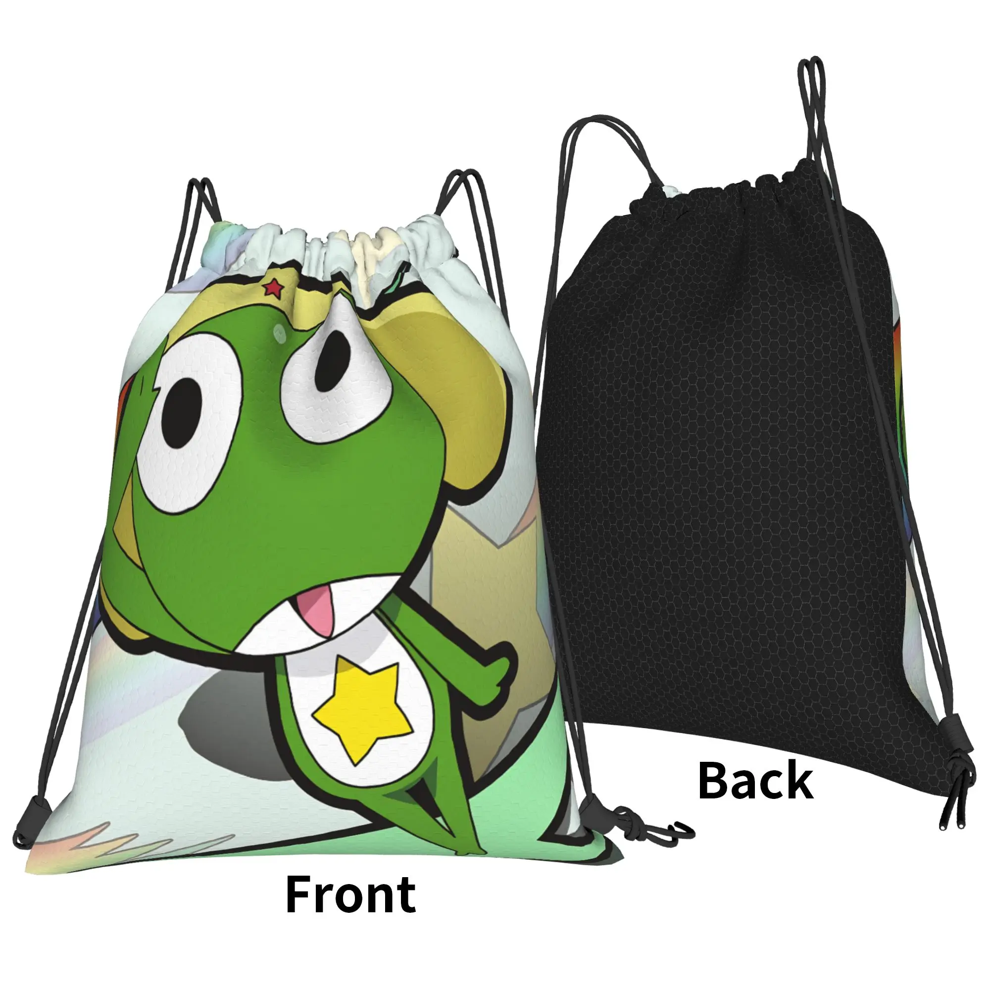 Keroros Gunsous Frog Drawstring Bag  Vintage Sports Yoga Backpacks For Men Folding Sackpack String Bags