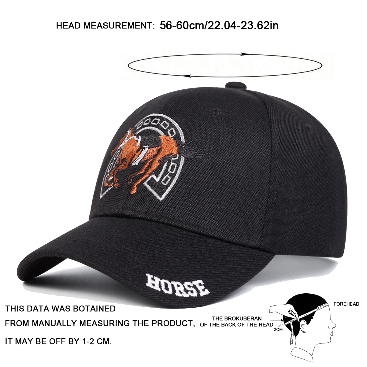 Unisex HORSE Embroidery Baseball Caps Spring and Autumn Outdoor Adjustable Casual Hats Sunscreen Hat