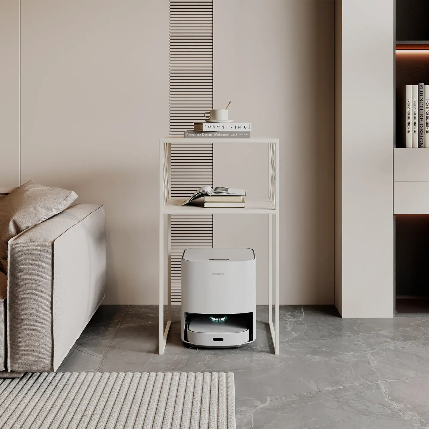 Nordic living room double-layer frame simple flower stand sweeping robot above display stand sofa side water dispenser rack