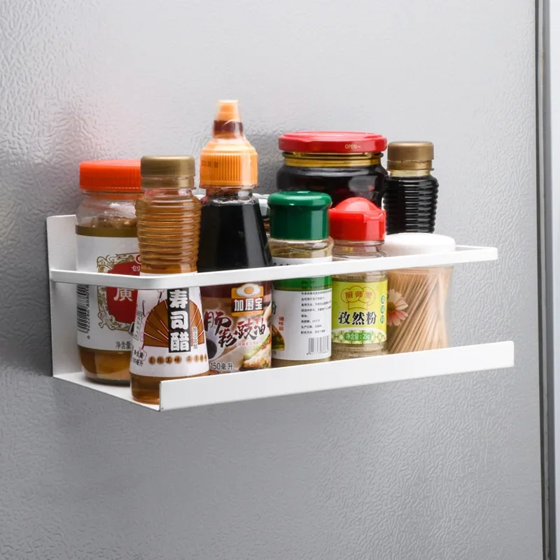 Kitchen Shelf Super Strong Magnetic Adsorption Refrigerator Storage Shelf Without Perforation Wall-mounted Hanging Shelf