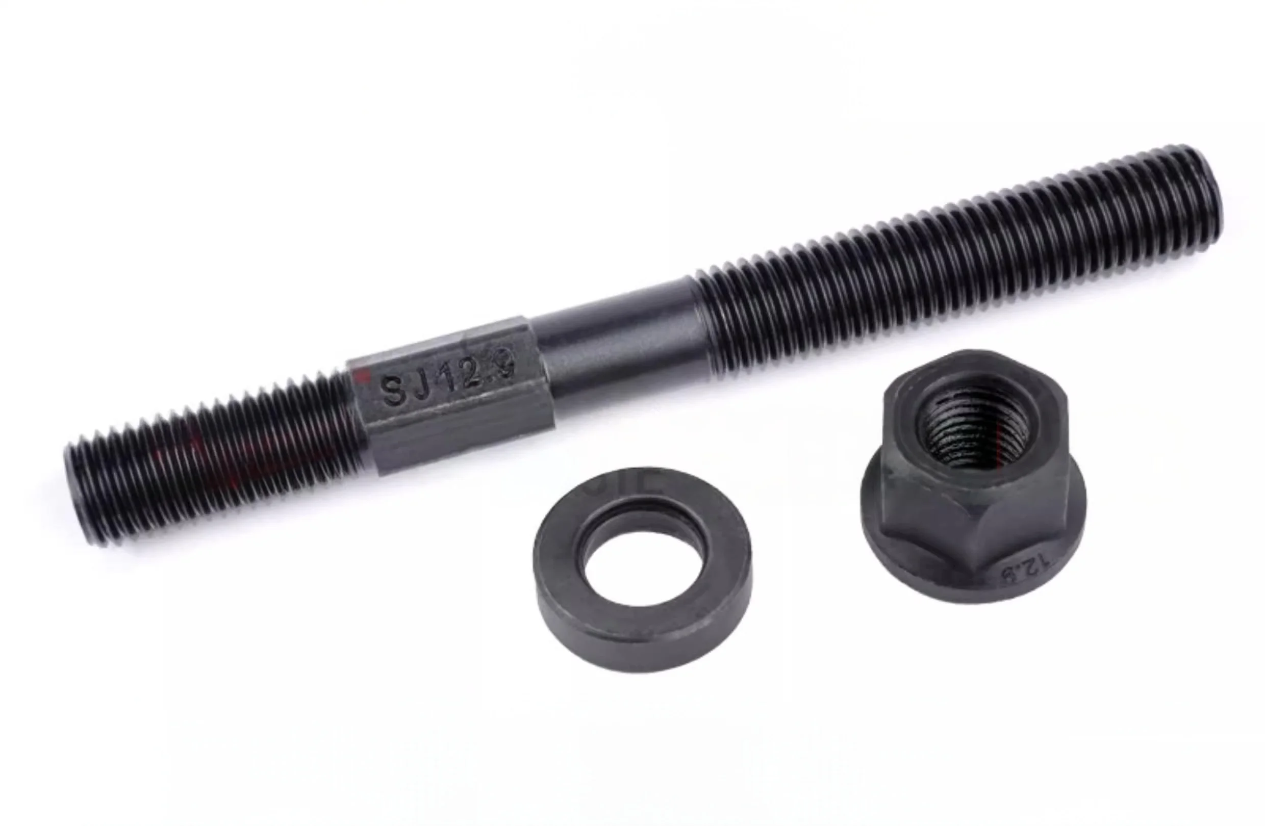 Stud bolt for injection molding machines,M24 Middle hexagonal screw+washer+nut,1 Set,grade 12.9,35CrMo heat treatment