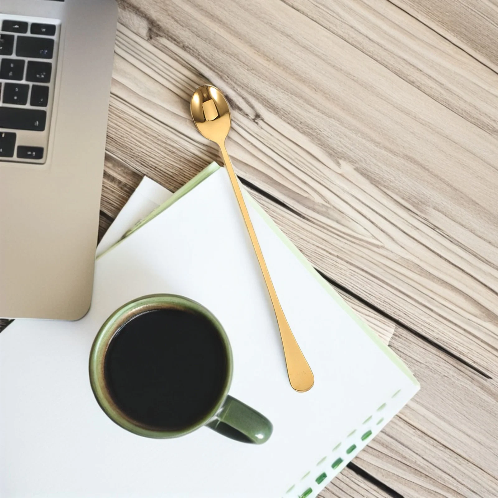 

2Pcs Gold Finish Long Handled Bar Spoon Durable Stainless Steel Mixing Tool for Drinks Home Bartender Accessories