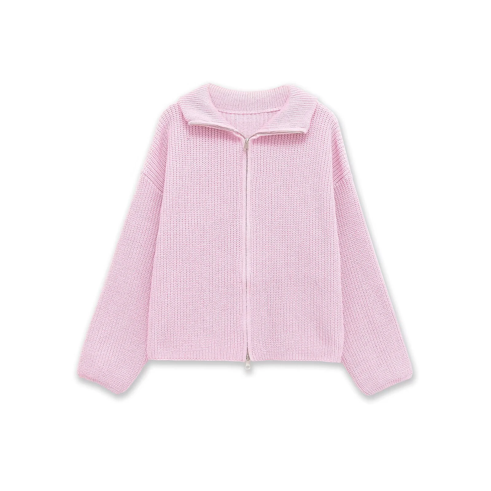 Nieuwe lente-aanwinsten: dames losse en relaxte stijl trui cardigan met wijde revers, lange mouwen, dubbele ketting, gestreepte gebreide jas