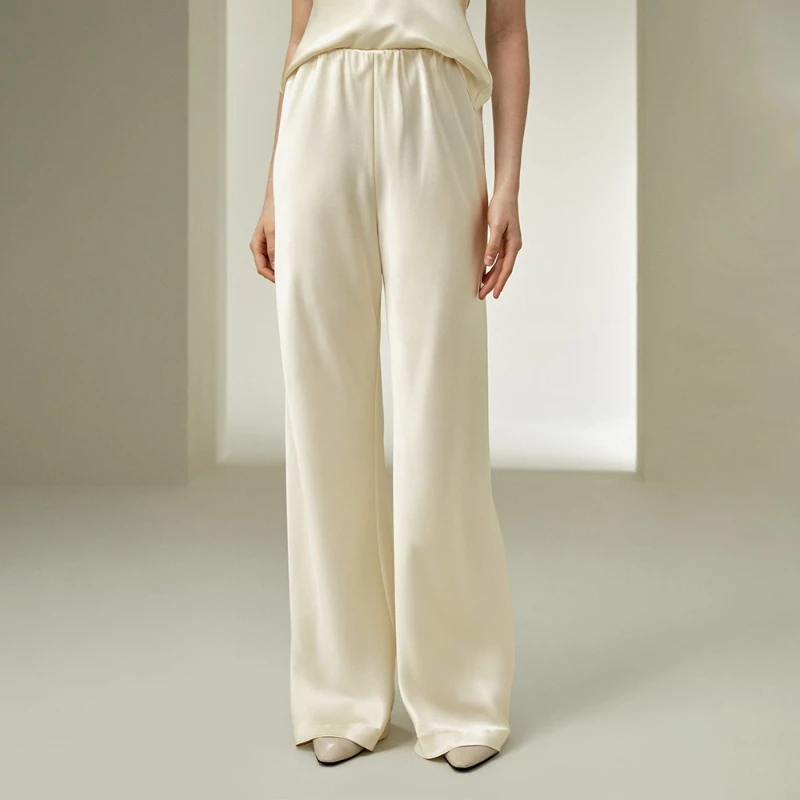 Tsiisd Casual Satin Women's Pants Commuting Solid High Waist Fashion Elegant Straight-Leg Pants Trousers New Women's Pants 2026