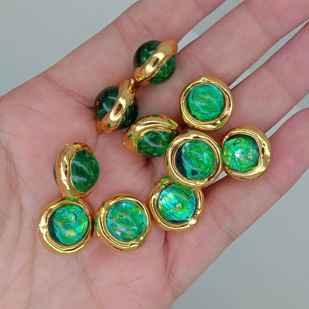 Wholesale 20 PCS Green Murano Glass Connector Spacer Bead for Making Jewelry DIY