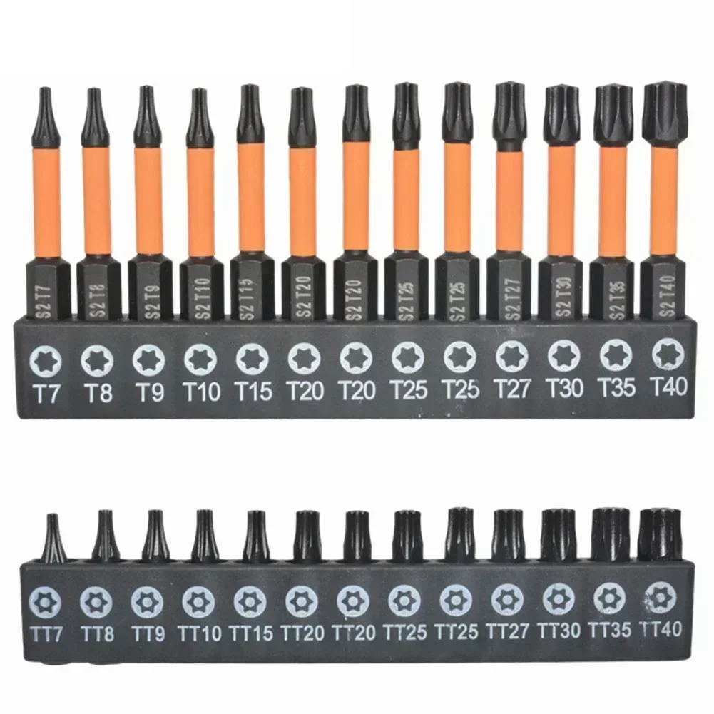 26pcs Screwdriver Bit Set T7-T40 50mm 25mm 1/4 Hexagonal Handle Screwdriver For Appliance Toy Repair Installation Disassembly