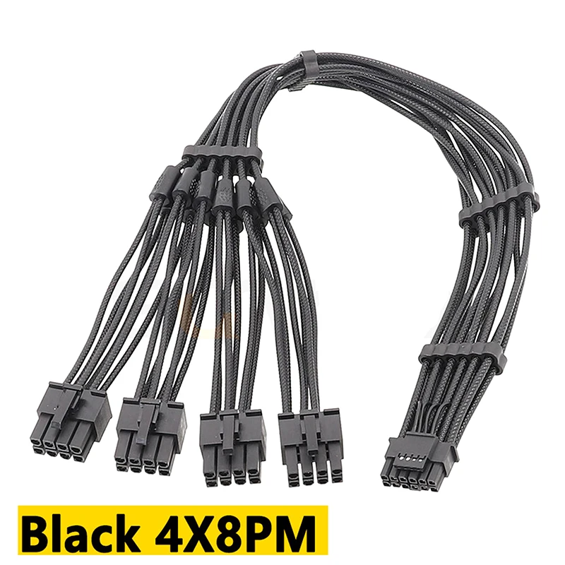 1Pcs 50/60/70CM 4x 3x8Pin Male To 12VHPWR PCIE5.0 16Pin ATX3.0 Modular Cable For RTX40 GPU Line