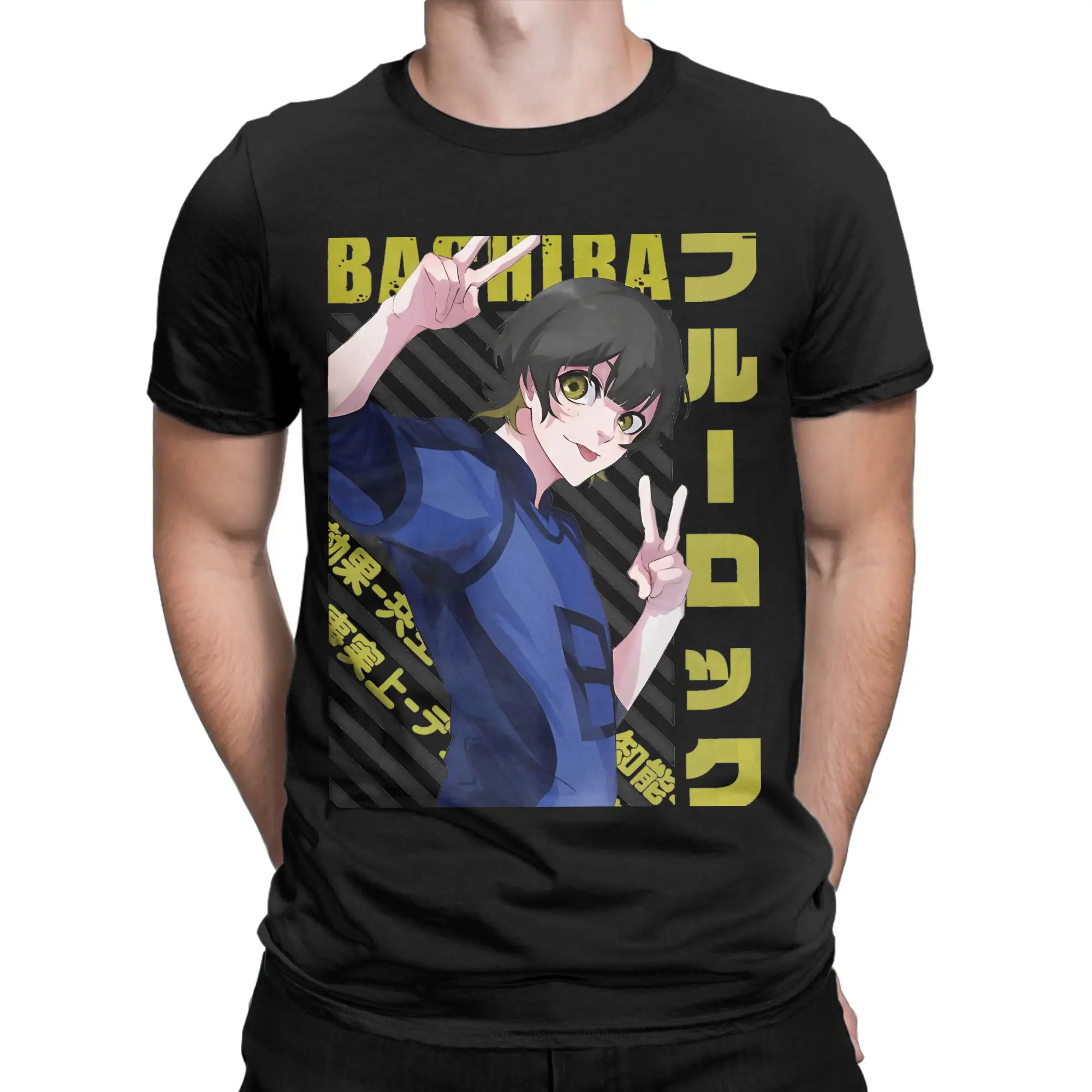 Camiseta Blues Locks Meguru Bachira para Homens e Mulheres, Camisetas de Algodão 100% com Gola Redonda e Manga Curta, Roupas Plus Size