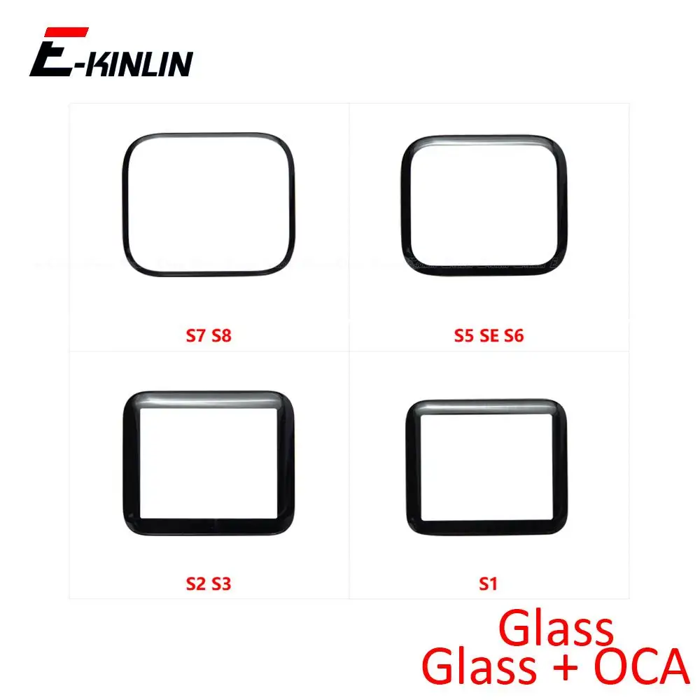 For Apple Watch Series 1 2 3 4 5 SE 6 7 8 9 38mm 42mm 40mm 44mm 41mm 45mm Front Touch Screen Digitizer Panel Glass Lens With OCA