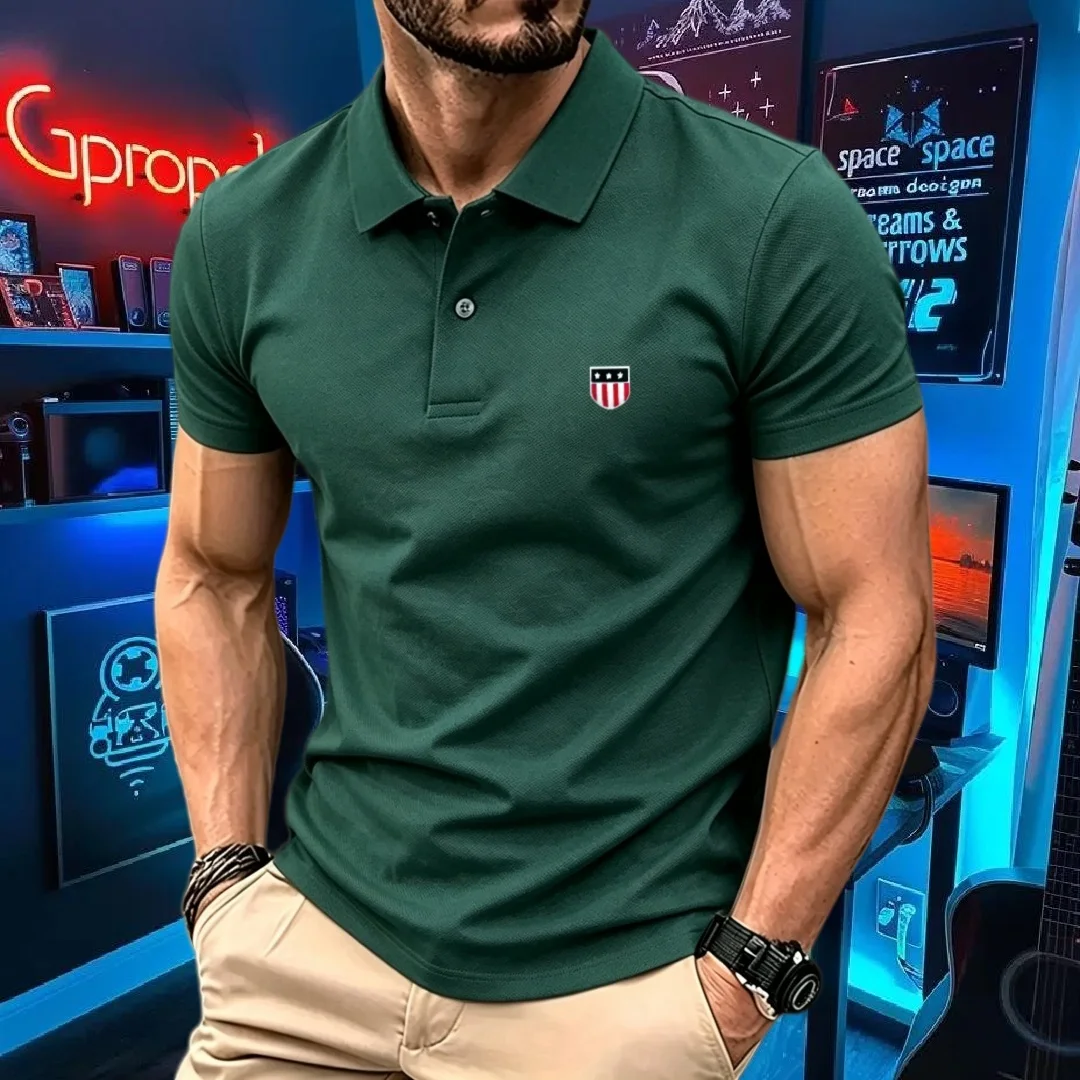 100% pure cotton high-end brand men's short sleeve polo shirt summer fashion luxury flag embroidery boutique golf casual T-shirt