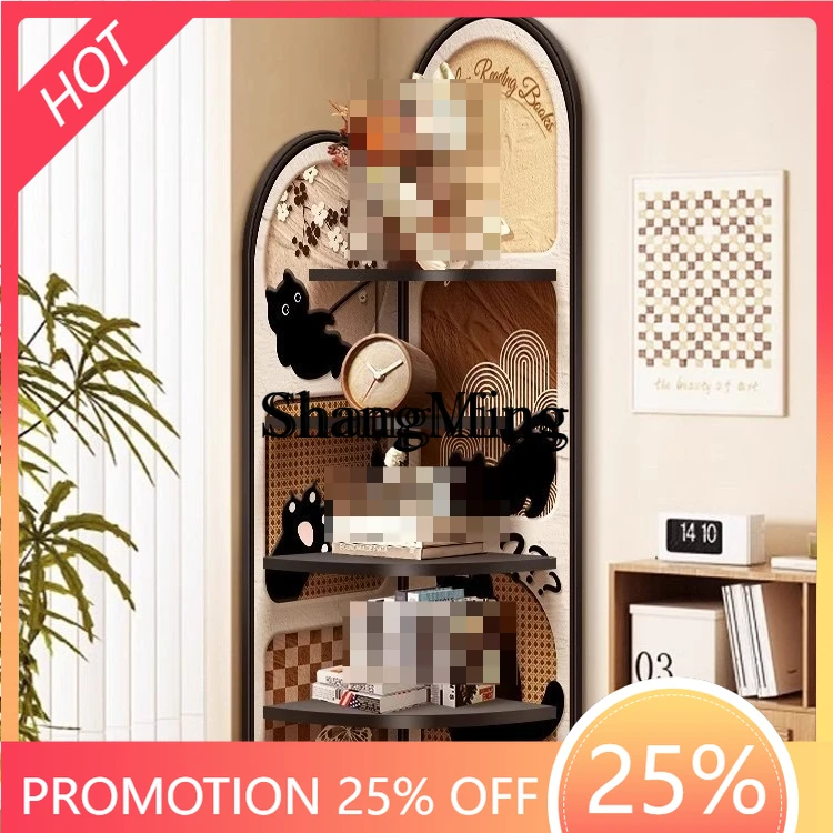 

FG good-looking medieval corner cabinet, living room sofa floor ornament, retro multi-layer storage rack, triangular cabinet