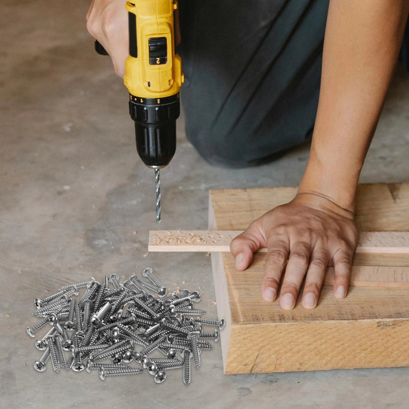 

100 Pcs Stainless Steel Screws 8x1 Inch Self Tapping Pan Head Wood Metal Sheet Plastic Drilling Screws