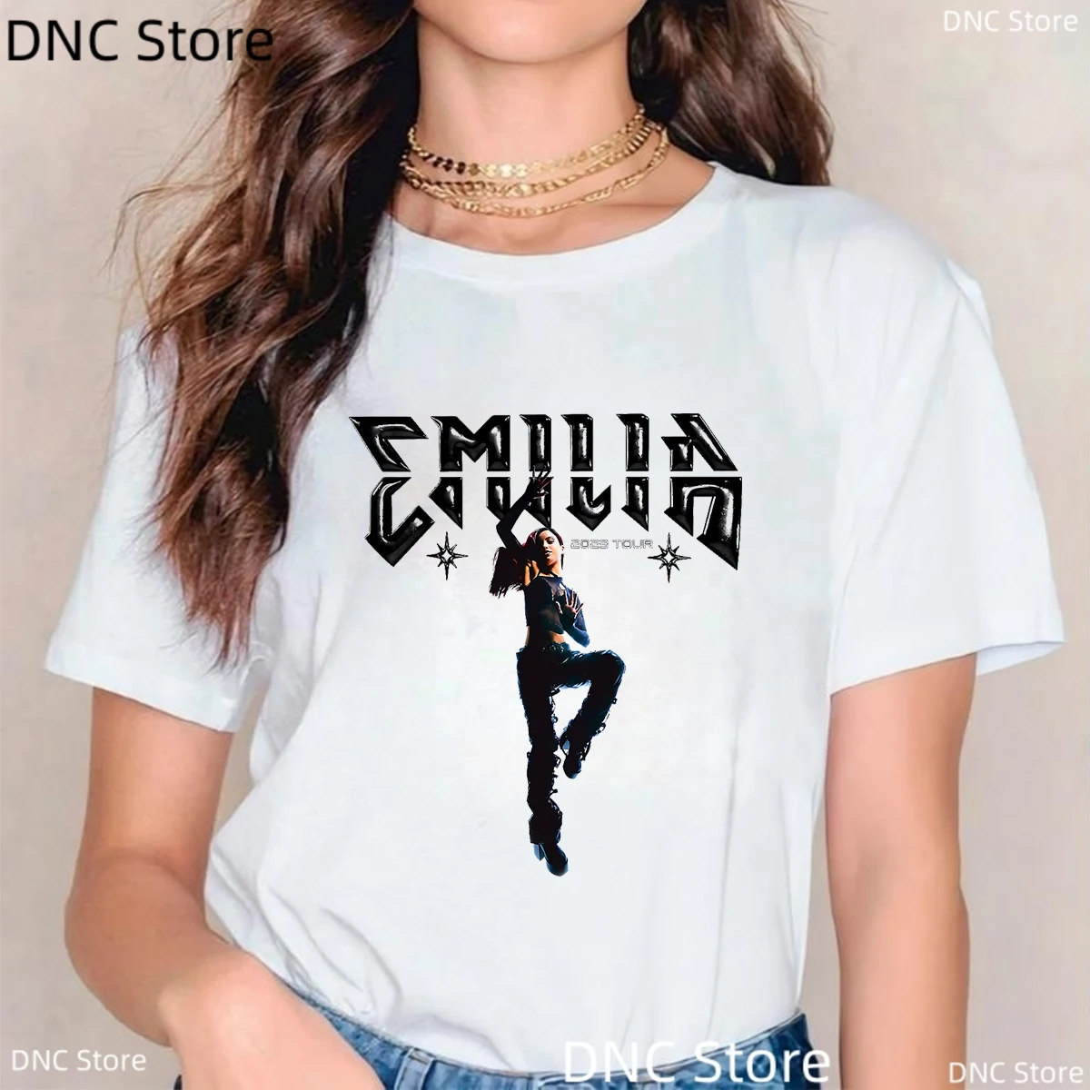 2025 New Women'S Clothing Tshirts Music Singer Emilia Mernes Print T-Shirt Female Fashion Harajuku 00s Girl T Shirt Summer Tops