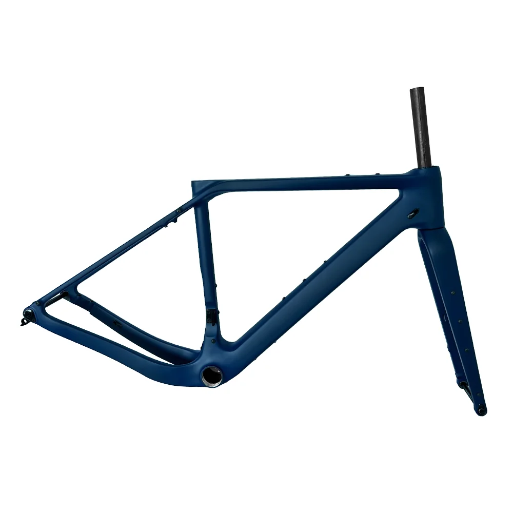 Carbon Gravel Frame Disc Brake Threaded T47 External Cable Routing Max Tire 700C*50C Gravel Bicycle Frameset Dark Blue Bicycle