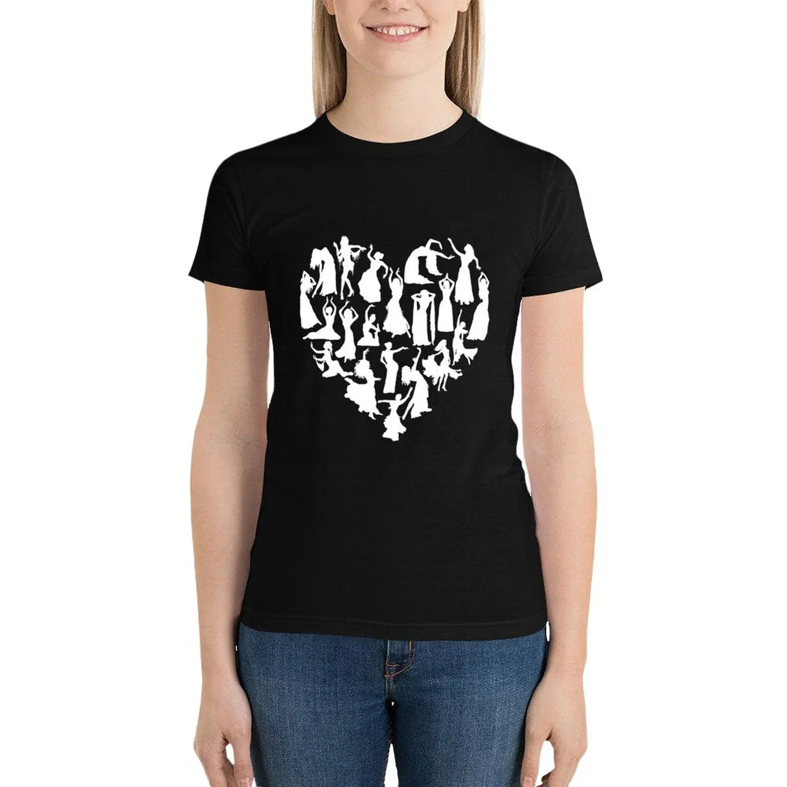 

Belly Dance Heart Tshirt T-Shirt Female clothing Blouse korean fashion oversized t shirts for Women