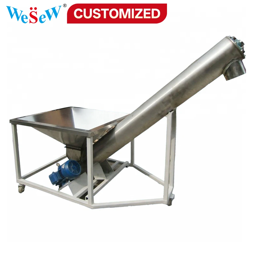 Customized stainless steel screw elevator a compact tubular grain screw conveyor with a hopper designed powders and granules
