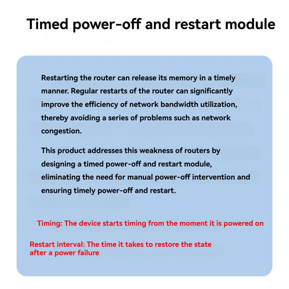 Wifi Reset Router DC 9-12V Auto Restart Line Timing 24/48/72 Hour Operation With Three Adjustment Levels