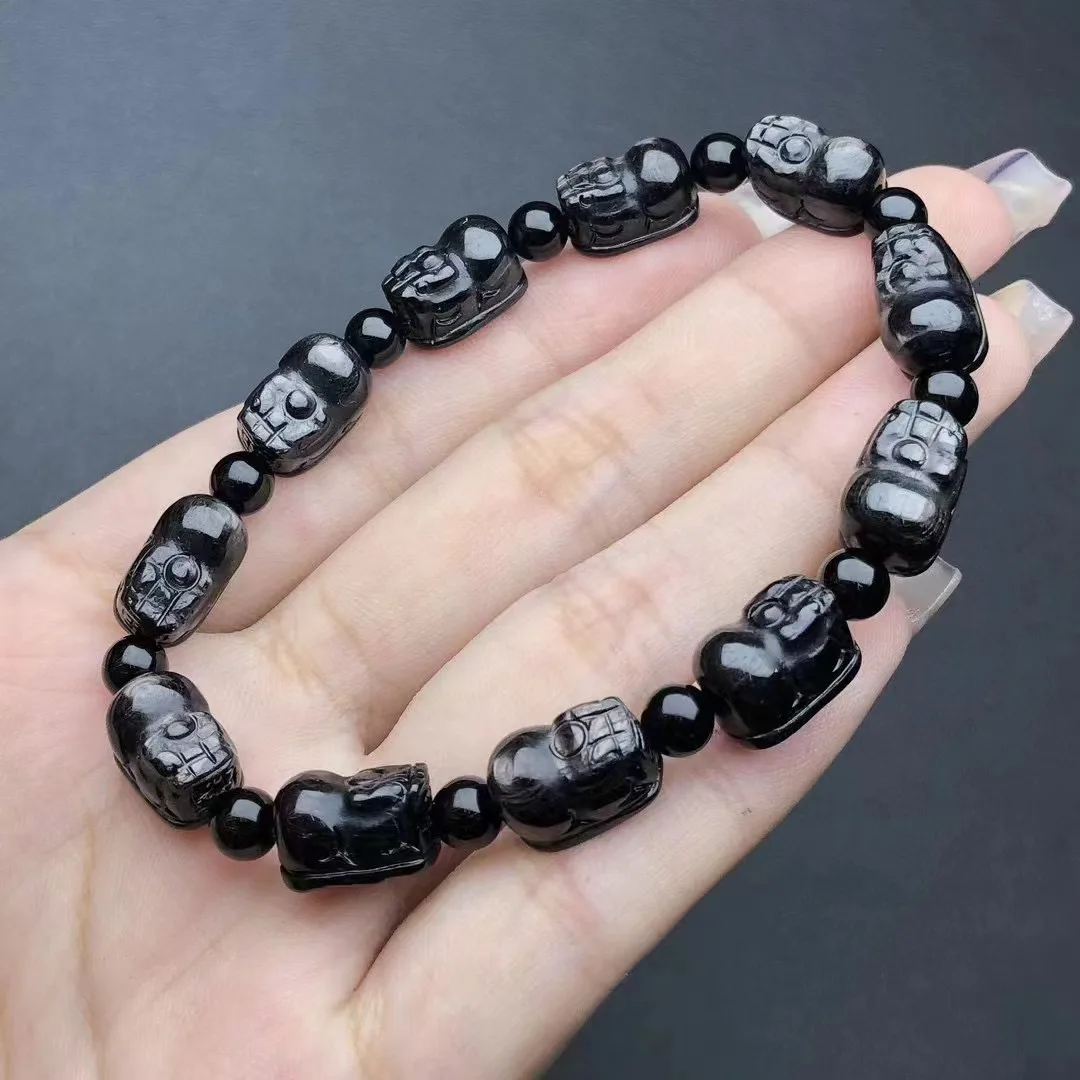 Unit One Bracelet 8mm High Quality Natural Hypersthene Crystal Healing PiXiu Carving Bead Bracelet