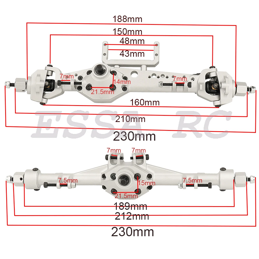 SCX10 III CNC Aluminiowa przednia tylna prosta Kompletna oś do 1/10 Axial SCX10 III TRX4 RC Crawler Car Nowe części do modernizacji