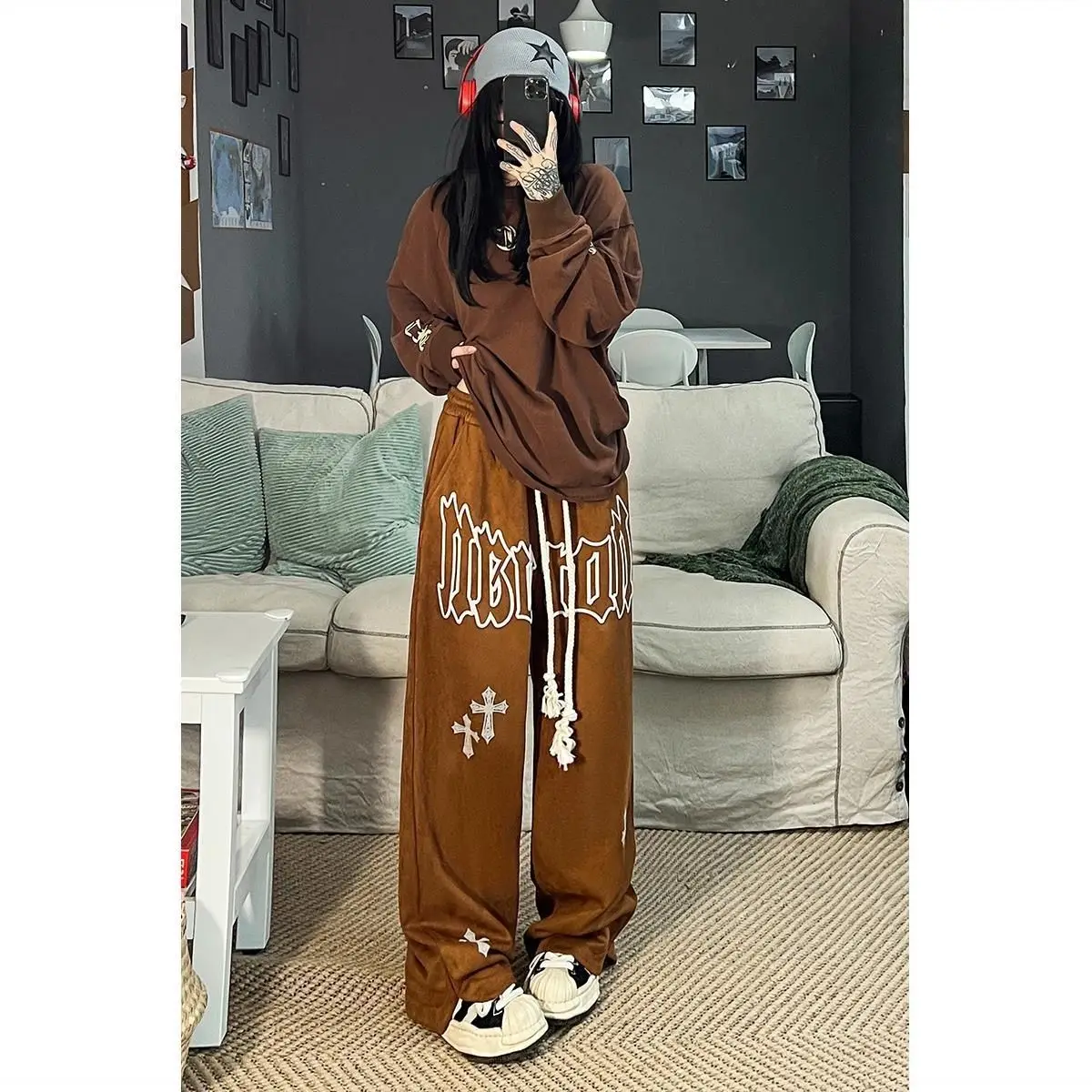 Y2k Pants Men Loose Wide leg Sweatpants Male Streetwear Oversize Pants Fashion Full-length Trousers 2023 New