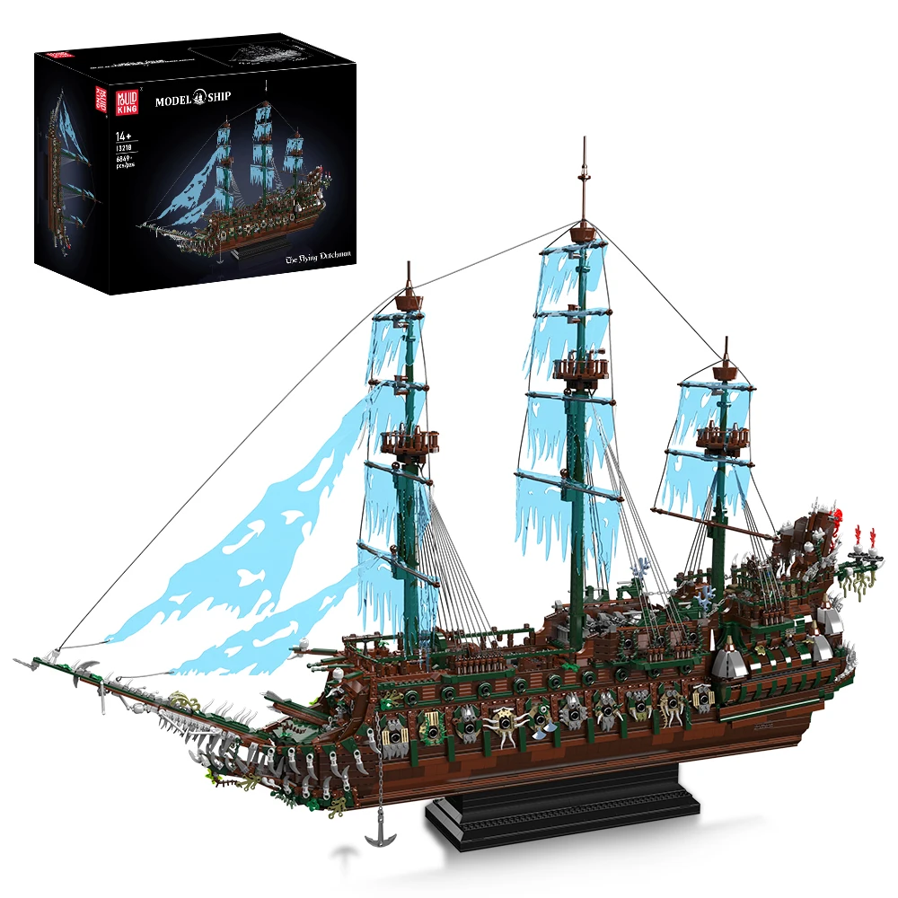 Mould King 13218 Piratenschip Speelgoed De MOC Grote Vliegende Hollander Bouwblok Assemblage Schipmodel Steenset Kinderen Kerstcadeau - afbeelding 2