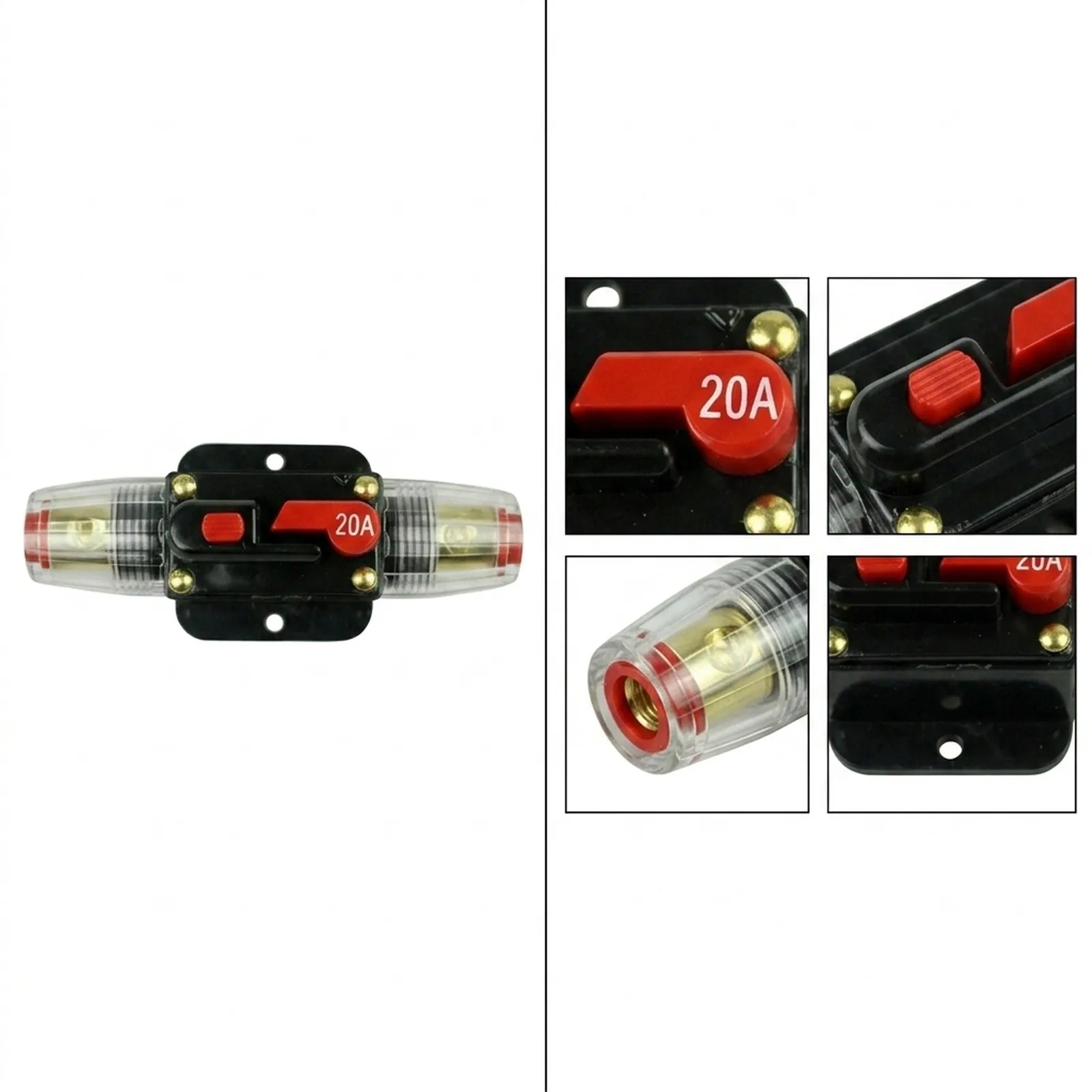 High Current Circuit Breaker for 12V Car Audio Manual for reset Waterproof Housing Suitable for 4/8 AWG Connections
