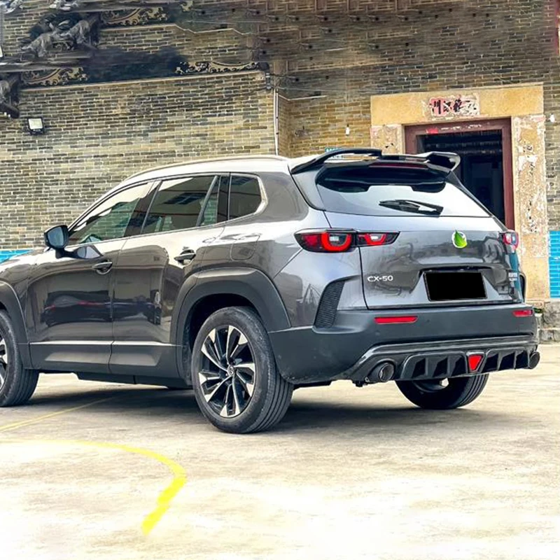 For Mazda CX-50 Spoiler Cap 2023-2024 High Quality Carbon Black ABS Plastic Car Tail Trunk Wing Rear Roof Spoiler Accessory