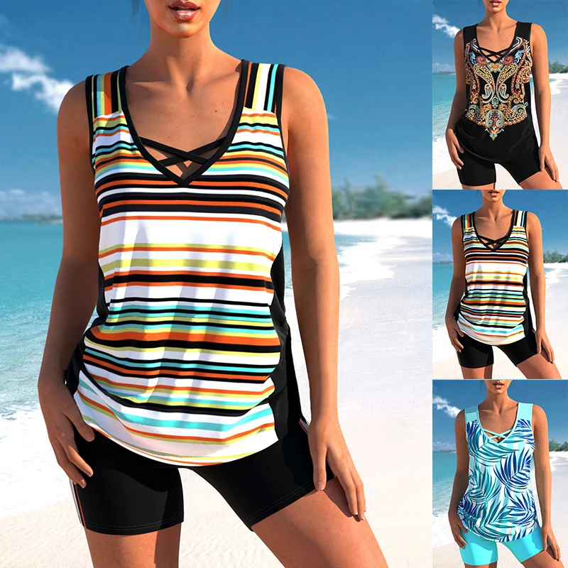 

2023 New Summer Women's Fashion Beach Swimwear Tankini Monokini Swimwear Two Piece Swimwear New Print Beach Women's Tankini