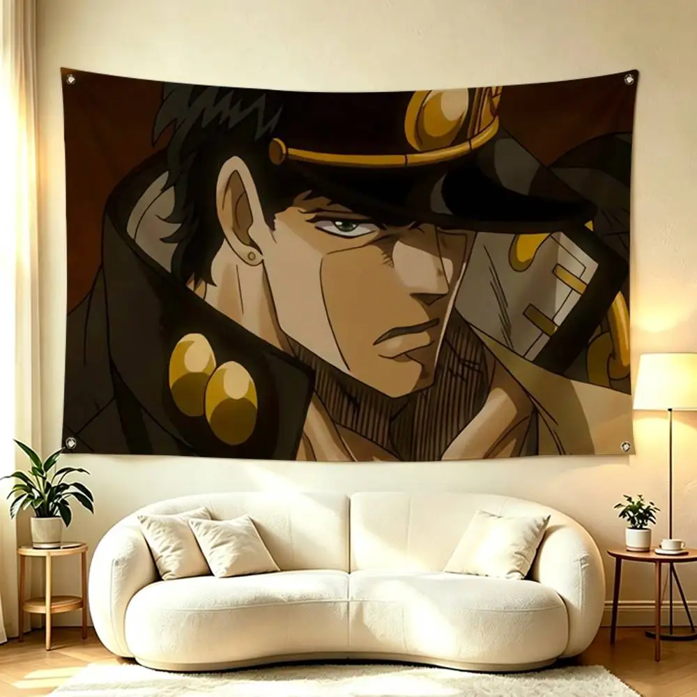 Anime J-JoJos Jotaro Kujo Flags Wall Hanging Tapestry Outdoor Garage Room Decorative flag Background Blanket